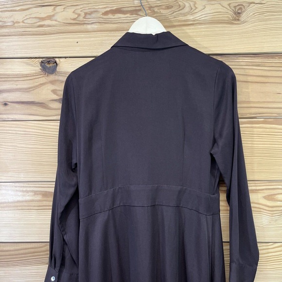 Soft Surroundings Quintessa Dress Small Brown Tencel Maxi LS Wrap V-Neck B84 - Picture 14 of 16